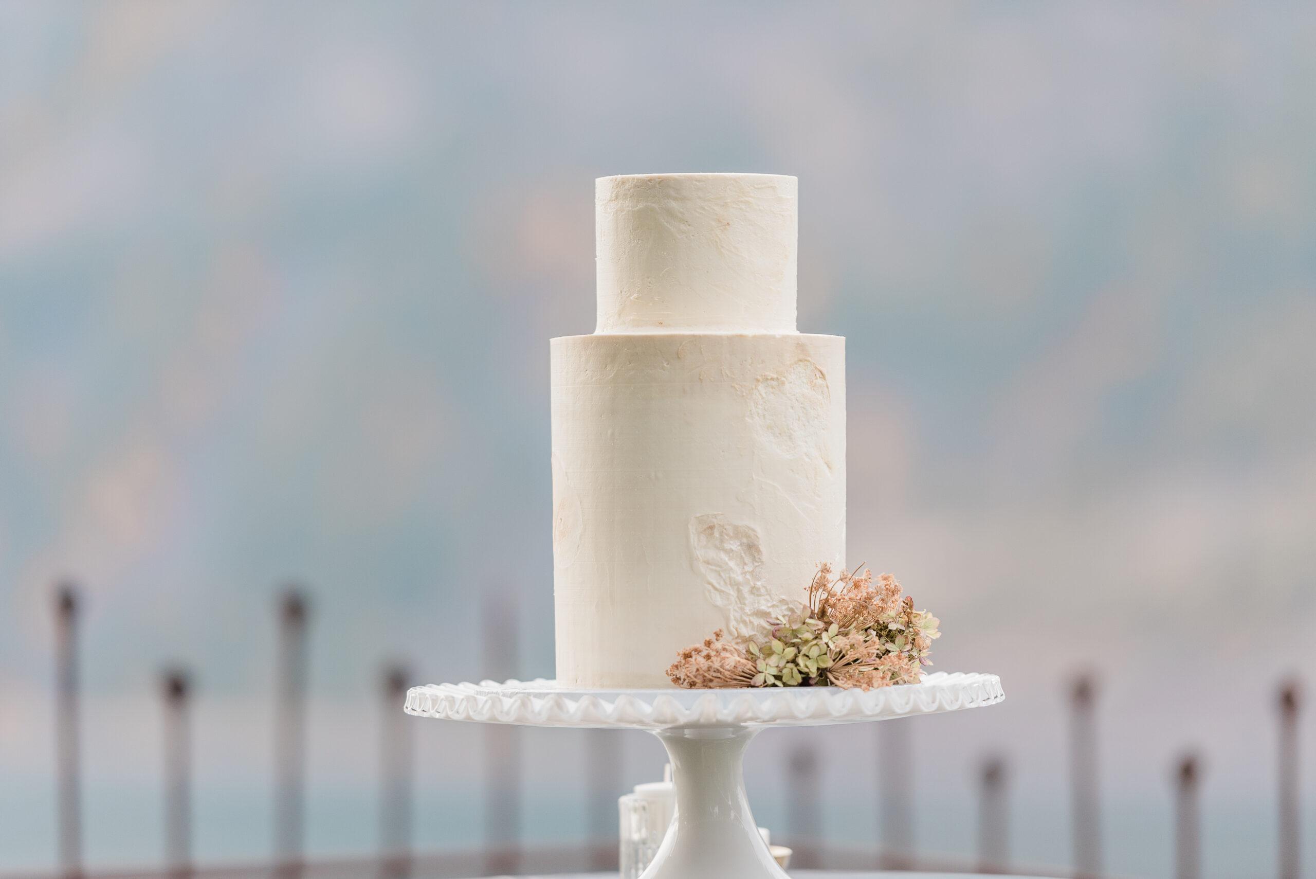 Beautiful wedding cake, baked by one of the top wedding cake bakers in Seattle, WA.